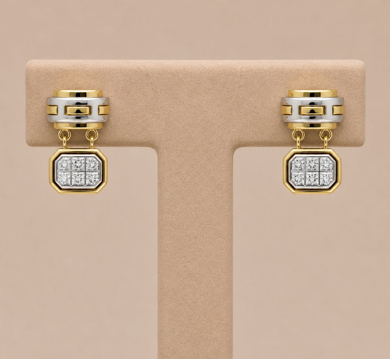 Versatile Two-Tone Mirage Finish Earrings