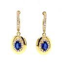 EARRING 18KY 8x6 Sapphire OVAL GOLD FRAME