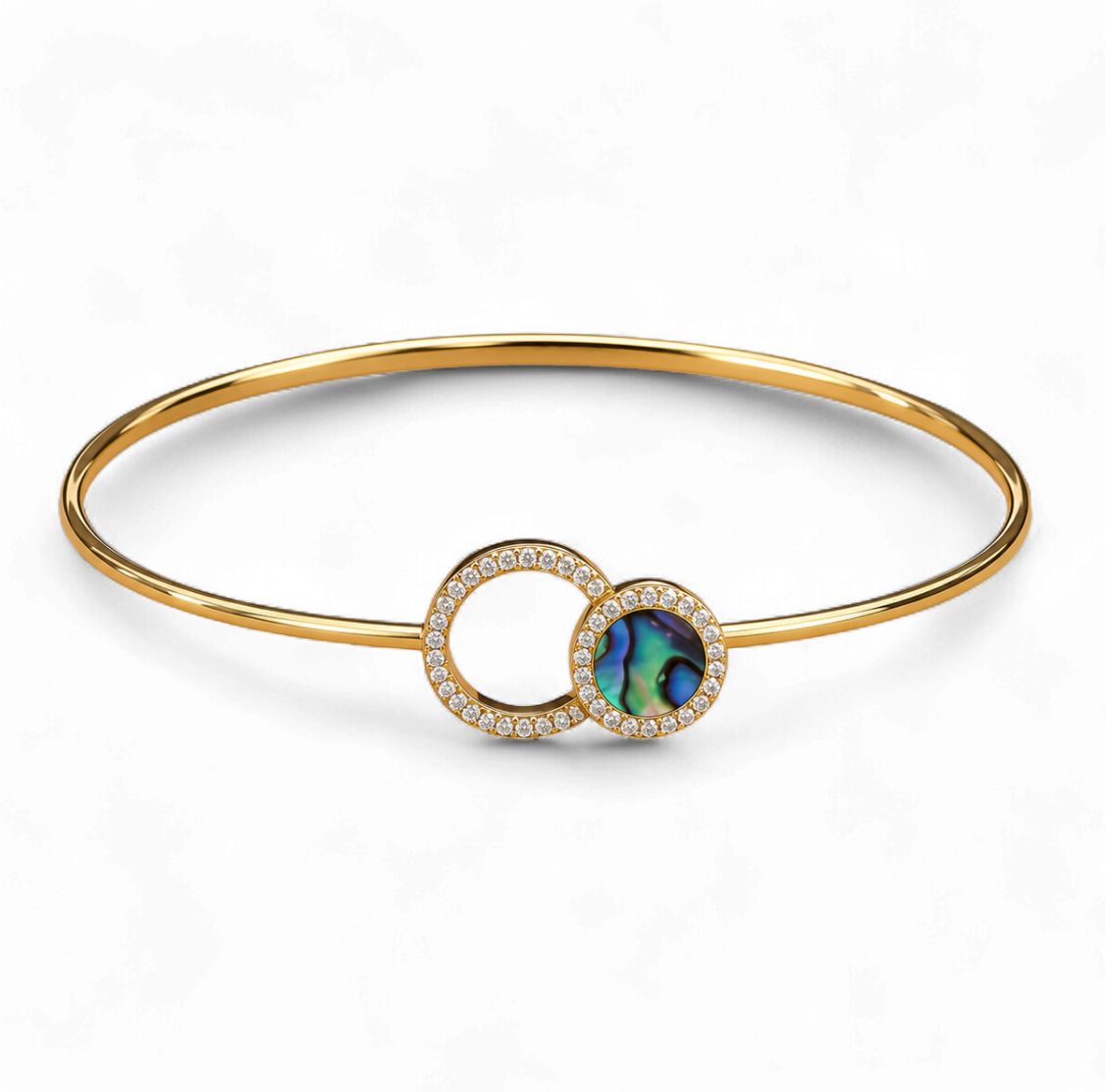 Abalone and Diamond Open Bangle