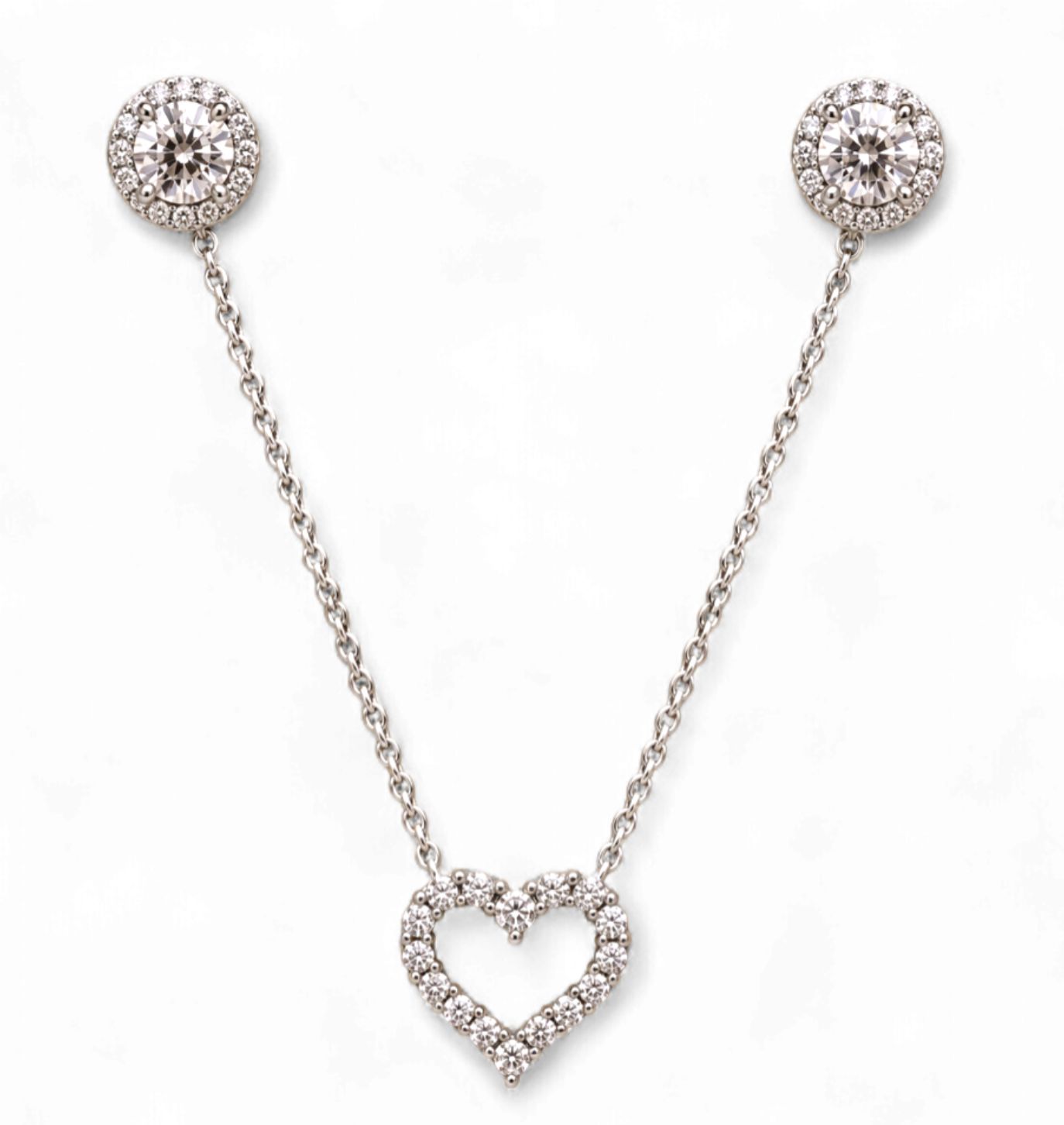 Round Diamond Halo Stud Earrings-1ct