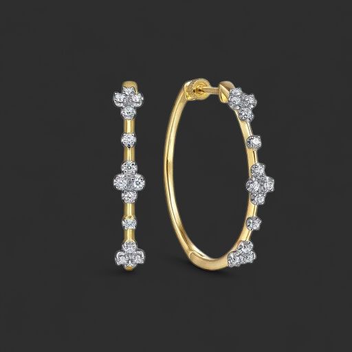 14K Yellow Gold Diamond Classic Hoop Earrings
