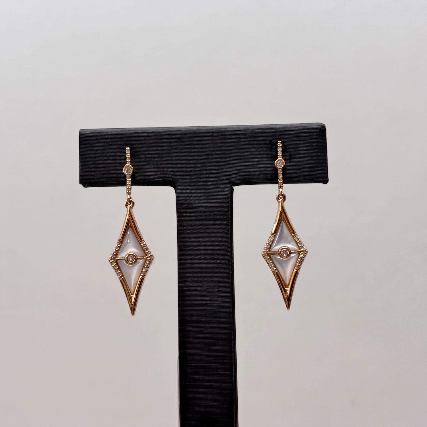 Mother of Pearl &amp; Diamond Inlay Earrings