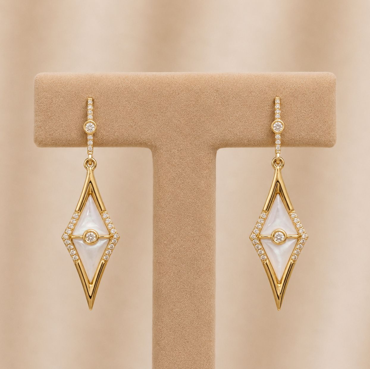 Mother of Pearl &amp; Diamond Inlay Earrings