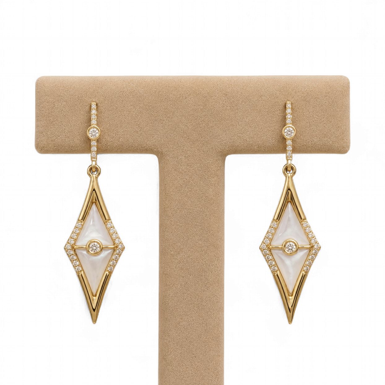Mother of Pearl Diamond Inlay Earrings