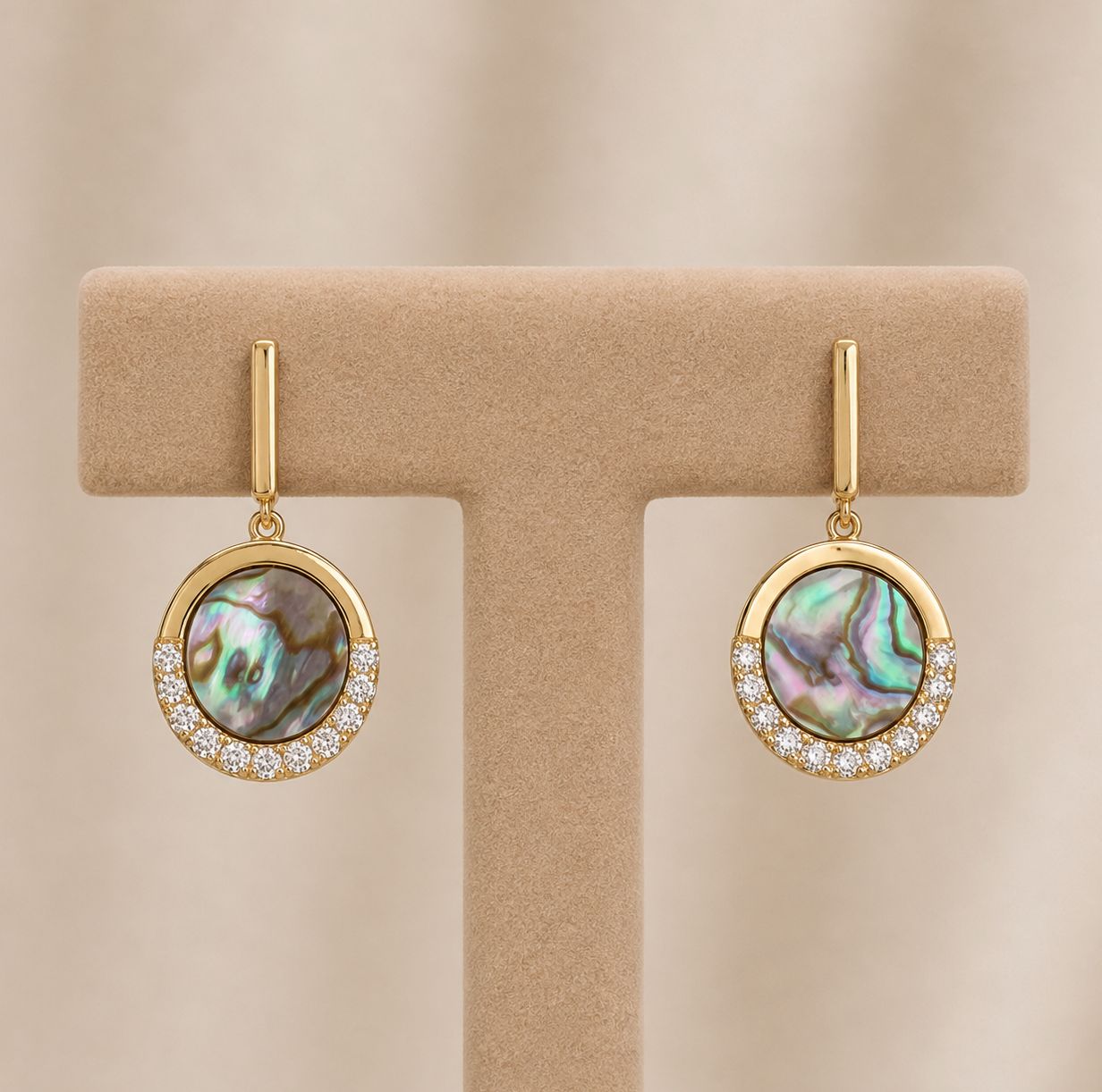 Yellow Gold Abalone Dangle Earrings