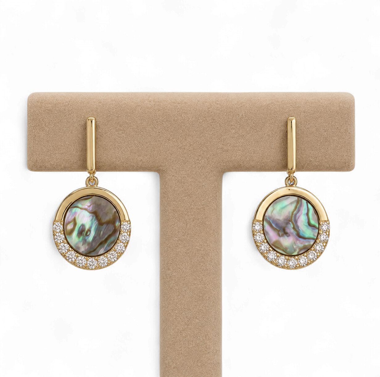 Abalone Diamond Dangle Earrings