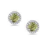 Green &amp; Diamond Halo Earrings Bassali