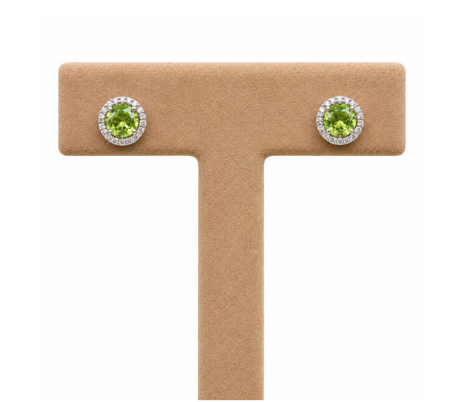 Peridot Diamond Halo Stud Earrings