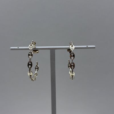 14KY Gold &amp; Diamond Hoop Earrings Bassali