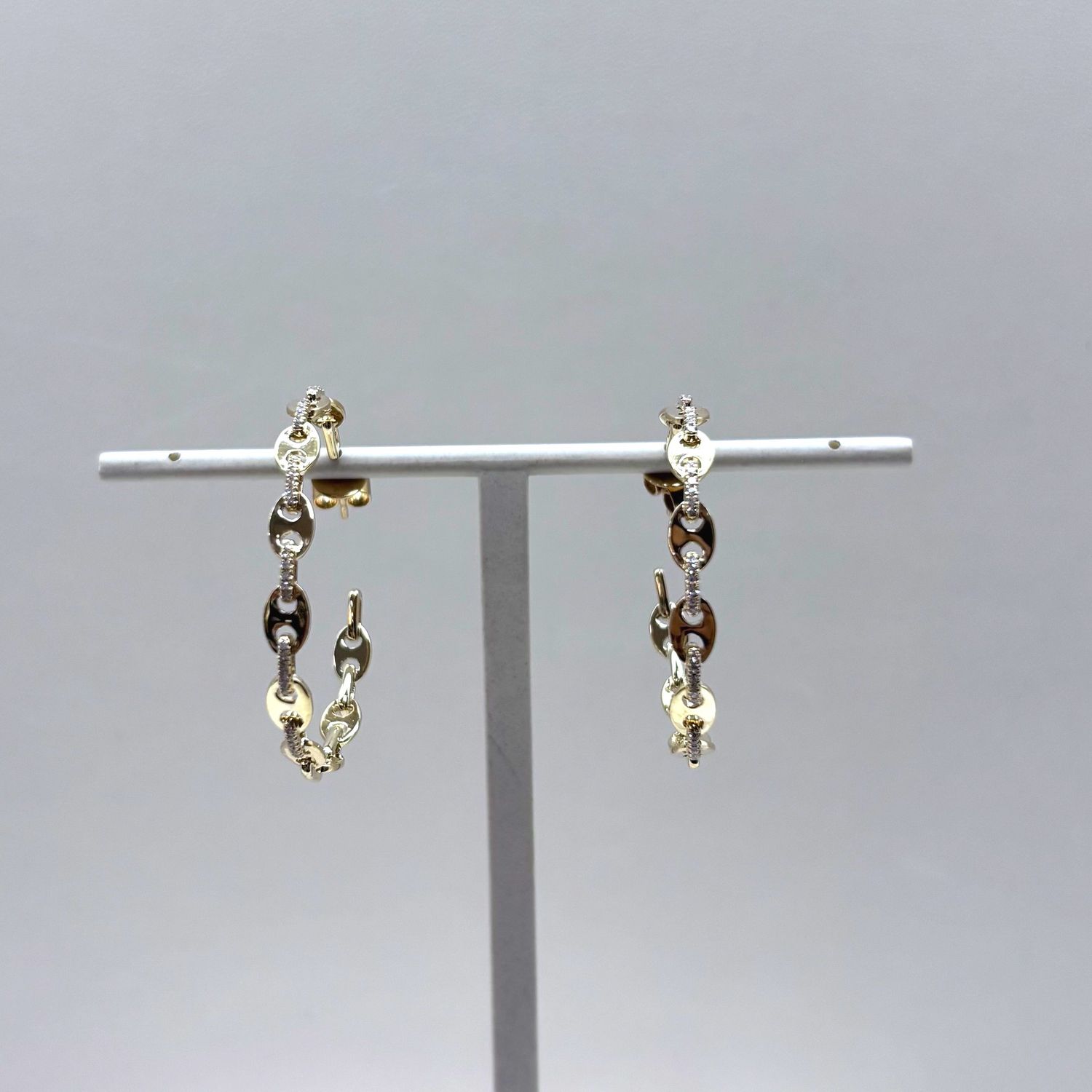 14KY Gold &amp; Diamond Hoop Earrings Bassali