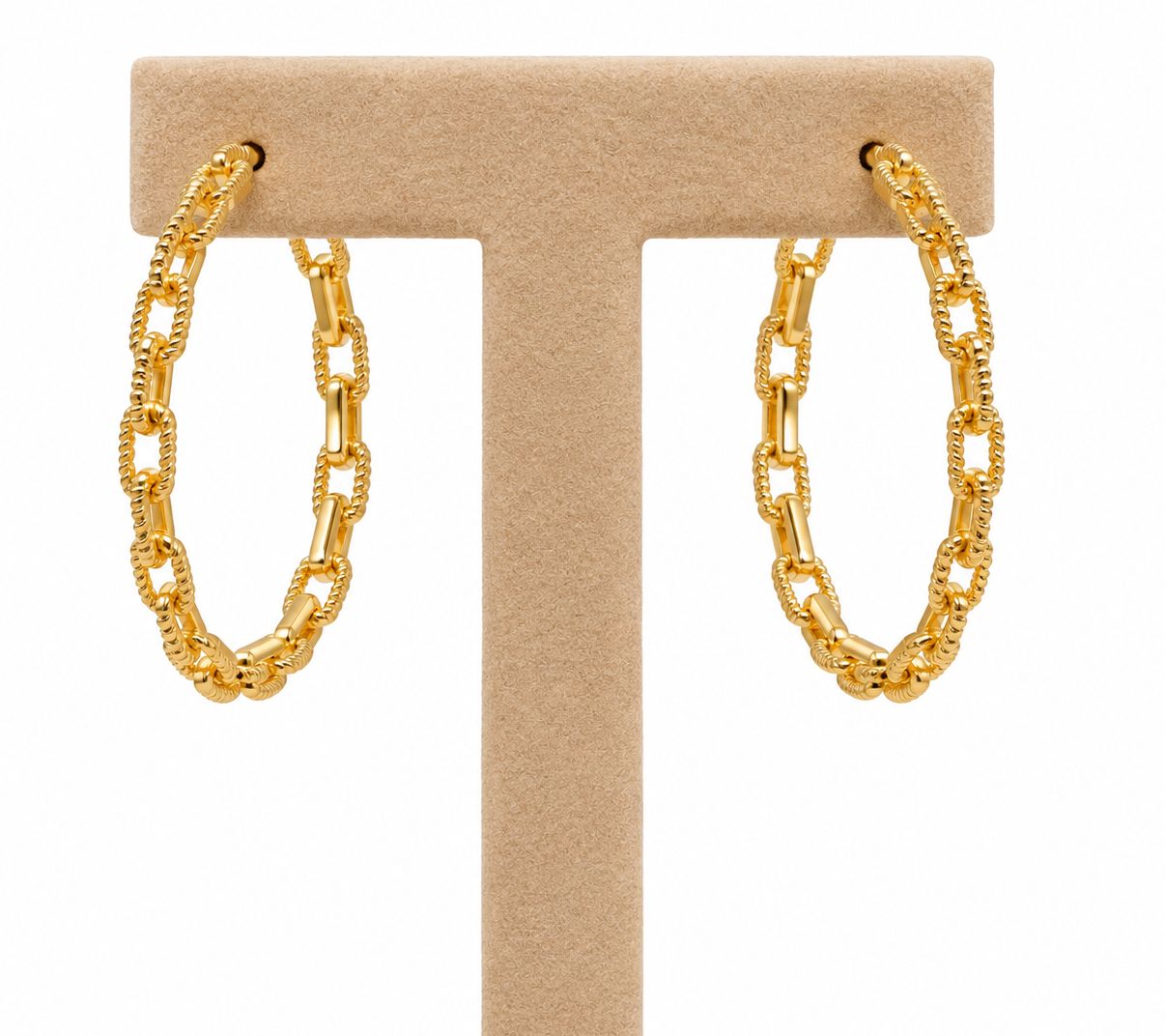 Mariner Link Diamond Hoop Earrings (Medium)