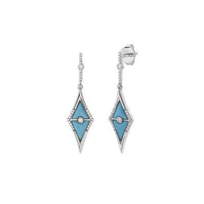 Turquoise &amp; Diamond Inlay Dangle Earrings Bassali