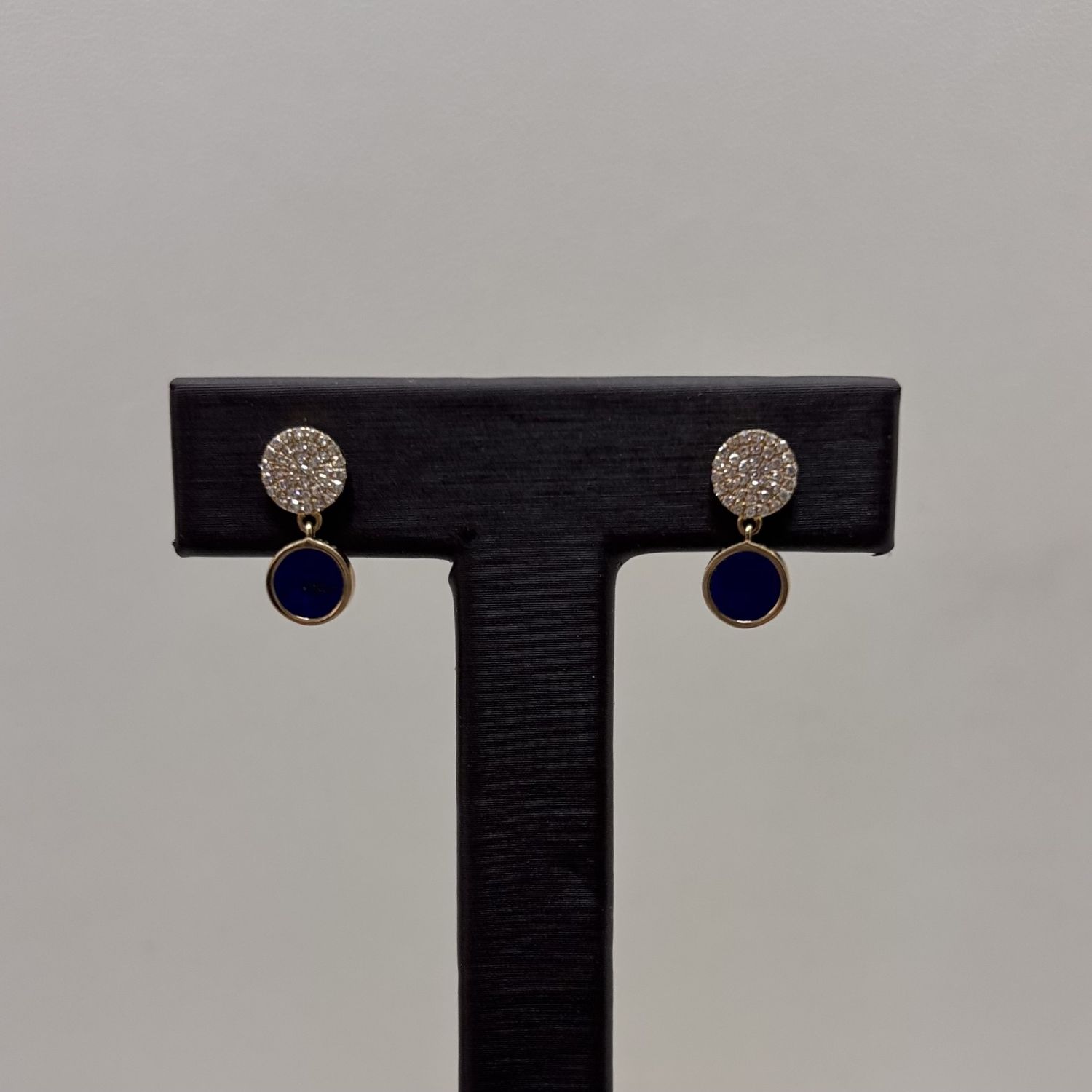 14KY Two-Tone Lapis Lazuli &amp; Diamond Earrings
