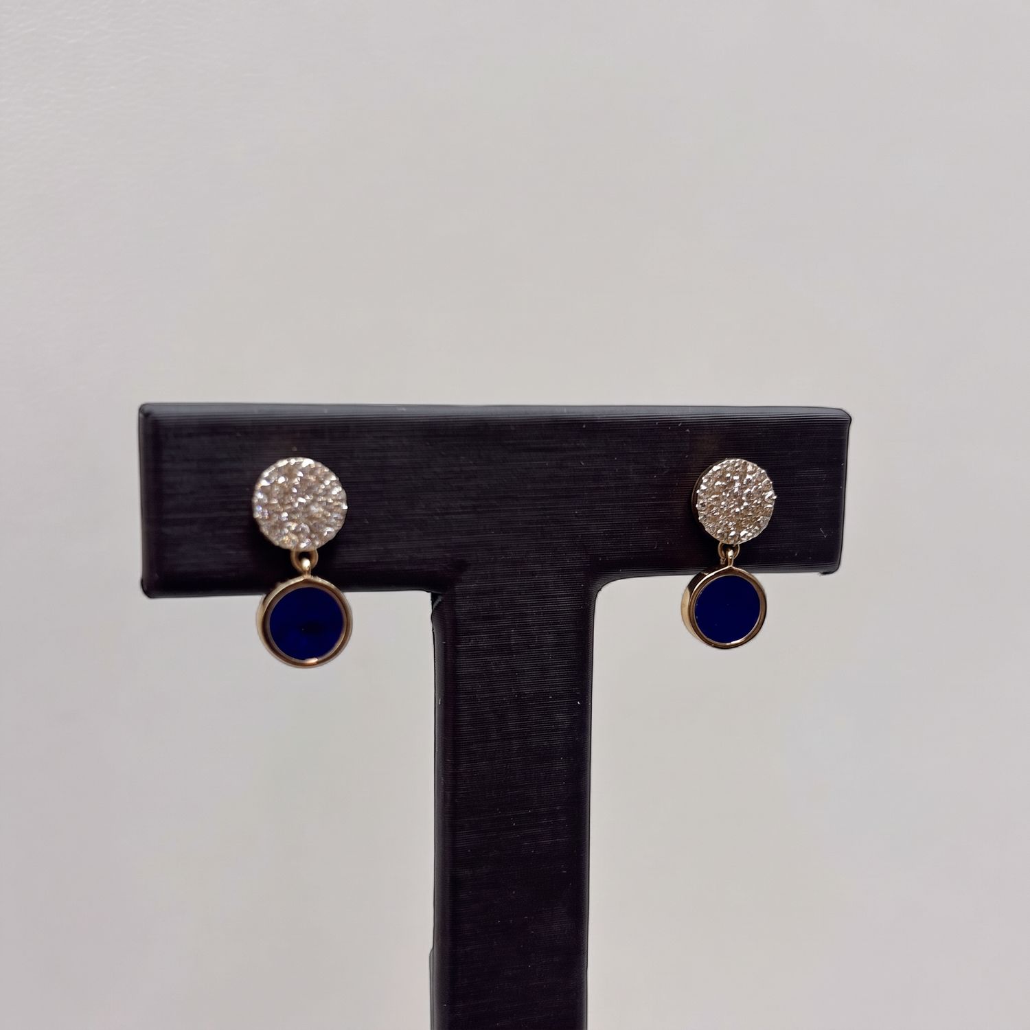 14KY Two-Tone Lapis Lazuli &amp; Diamond Earrings