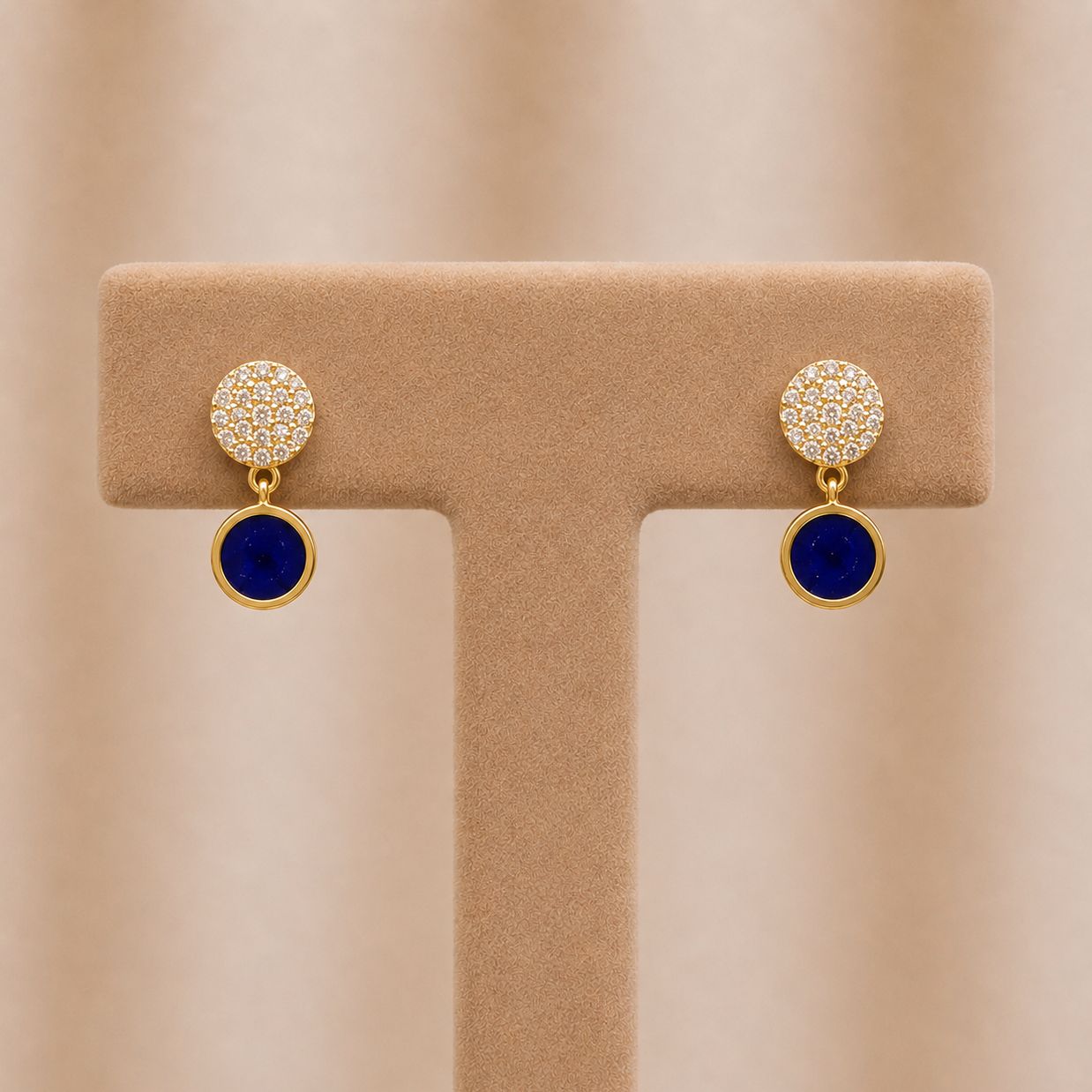 Double Circle Lapis Lazuli &amp; Diamond Earrings