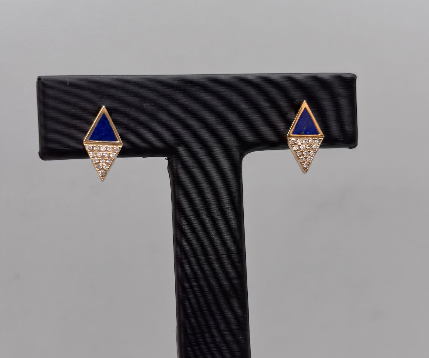 14KY Lapis Lazuli &amp; Diamond Kite Earrings
