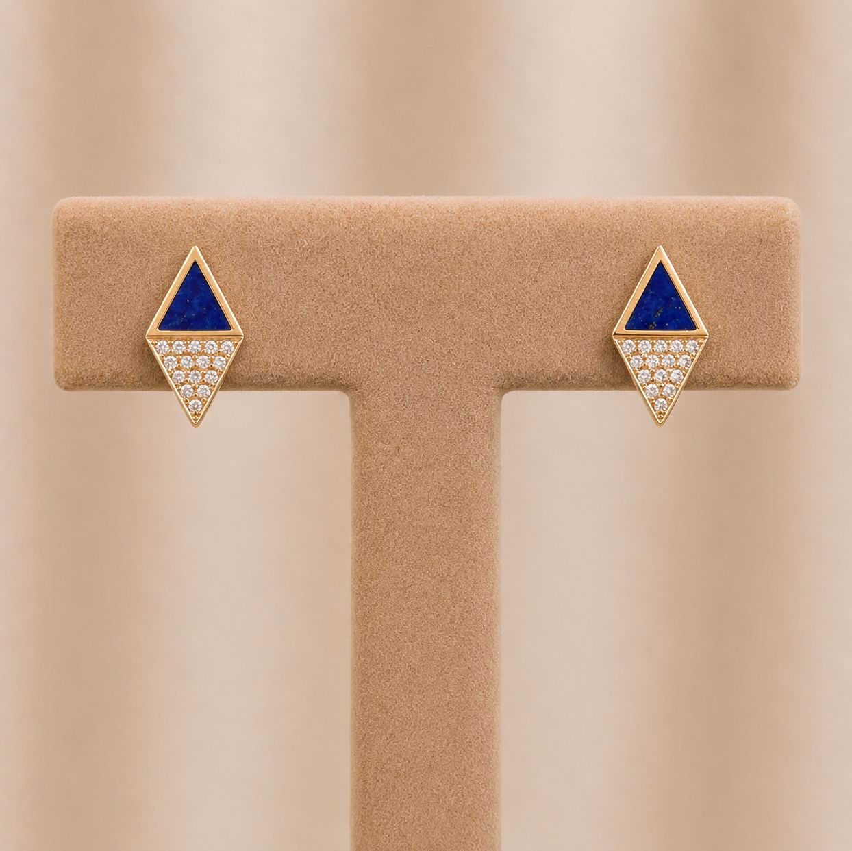 Lapis Lazuli &amp; Diamond Kite Studs