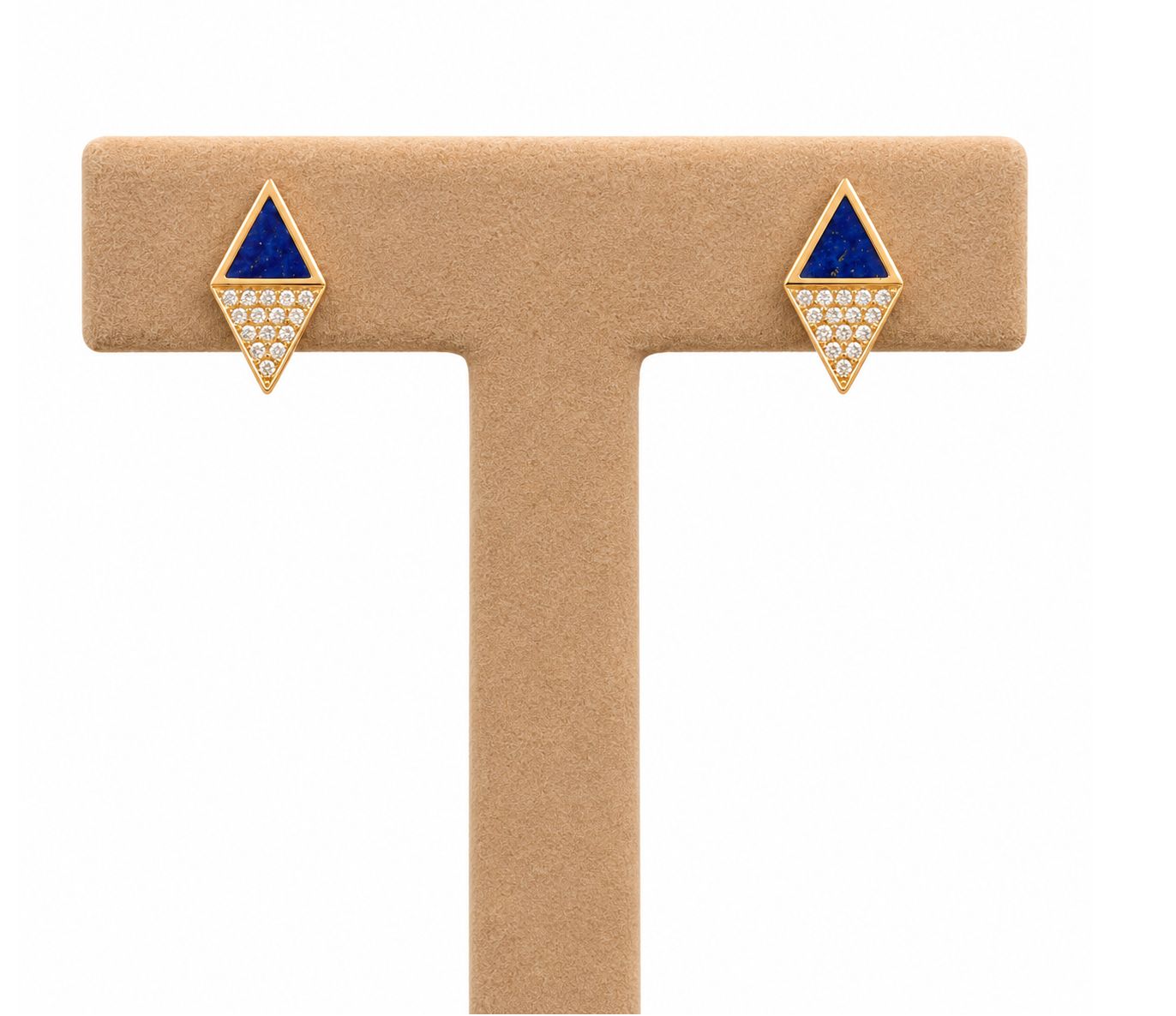 Lapis Lazuli Diamond Kite Stud Earrings