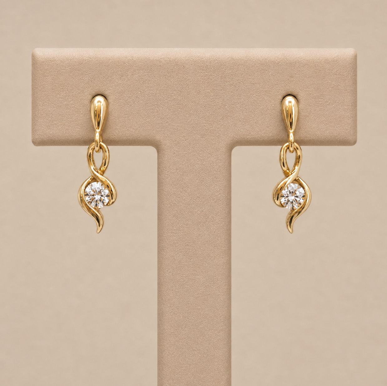 Gold Diamond Swirl Set Earrings