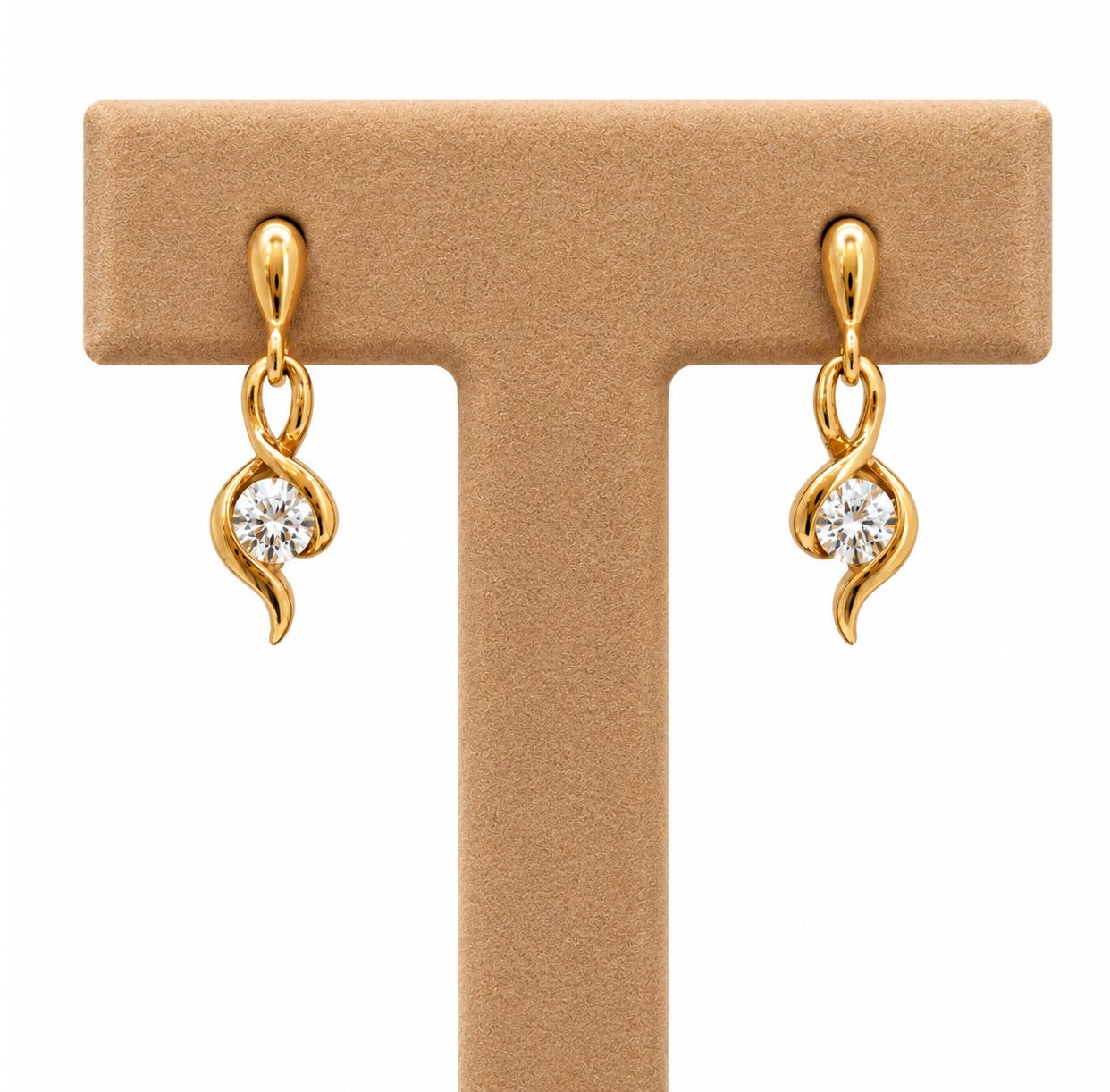 Swirl Setting Diamond Dangle Earrings