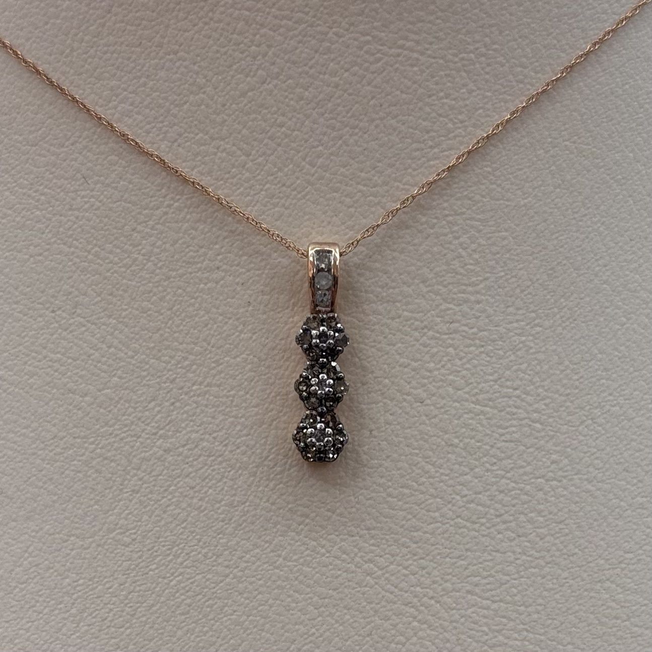 10KR Chocolate Diamond Flower Pendant