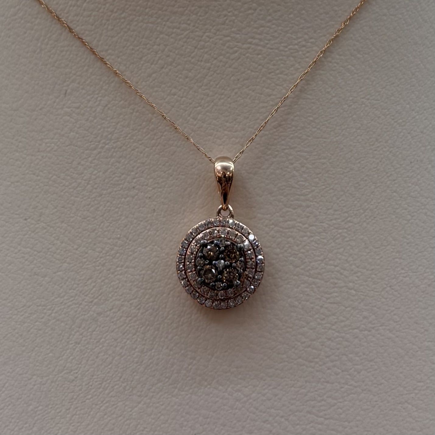 10KR Chocolate Diamond Round Stud Pendant