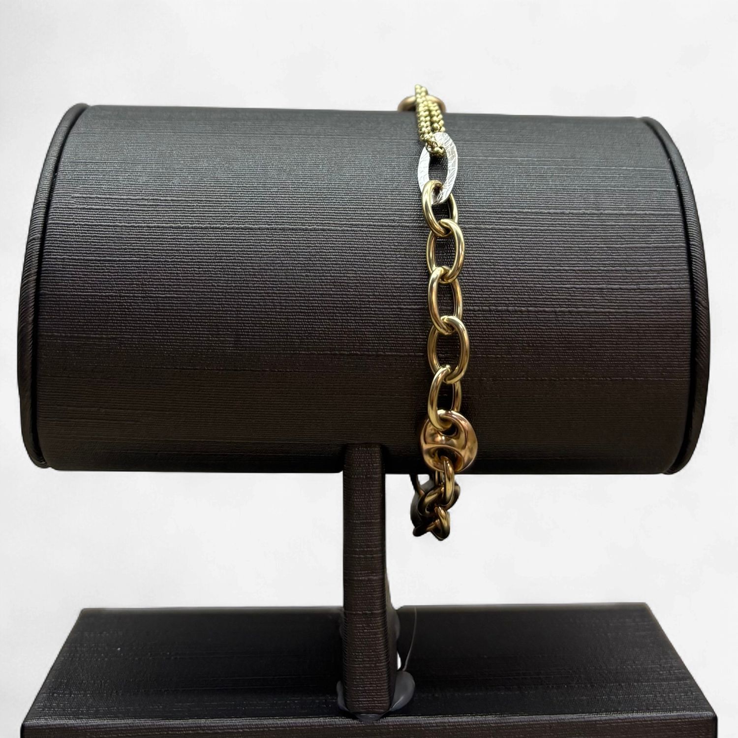 10k Two-Tone Gold Link &amp; Charm Bracelet (5.3g)