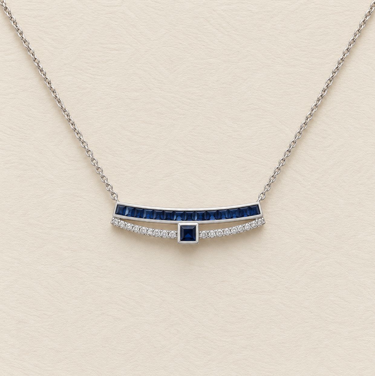 Sapphire Diamond Bar Necklace