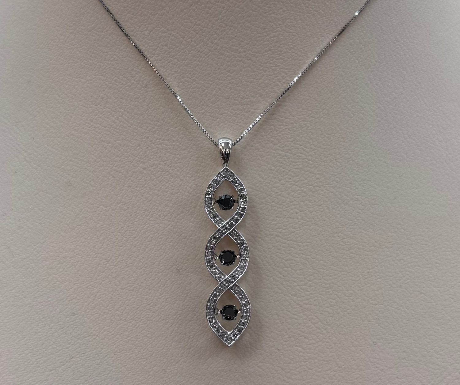 10KW Black &amp; White Diamond "Flutter" Infinity Pendant