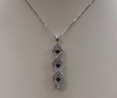10KW Black &amp; White Diamond "Flutter" Infinity Pendant