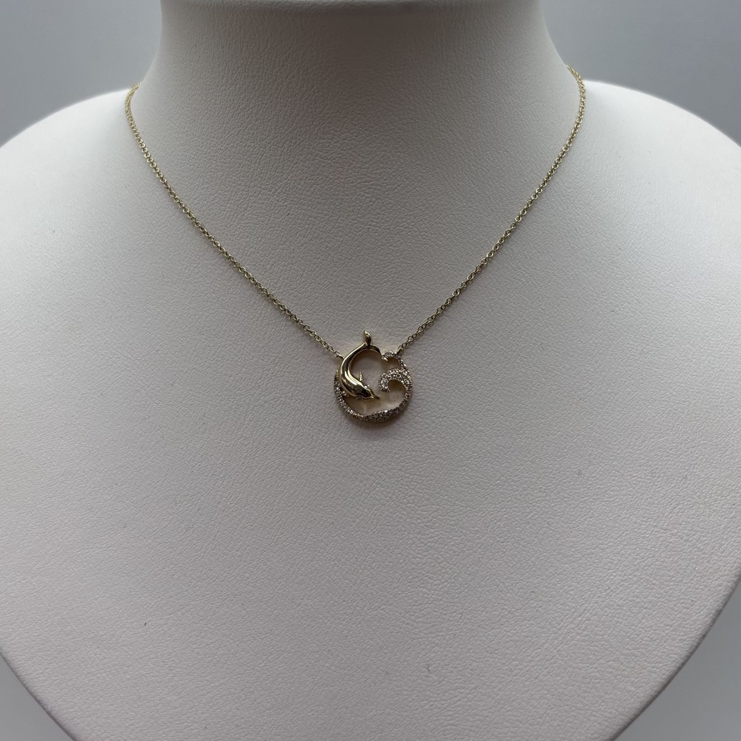 14KY &amp; Diamomd Dolphin &amp; Wave Pendant Bassali
