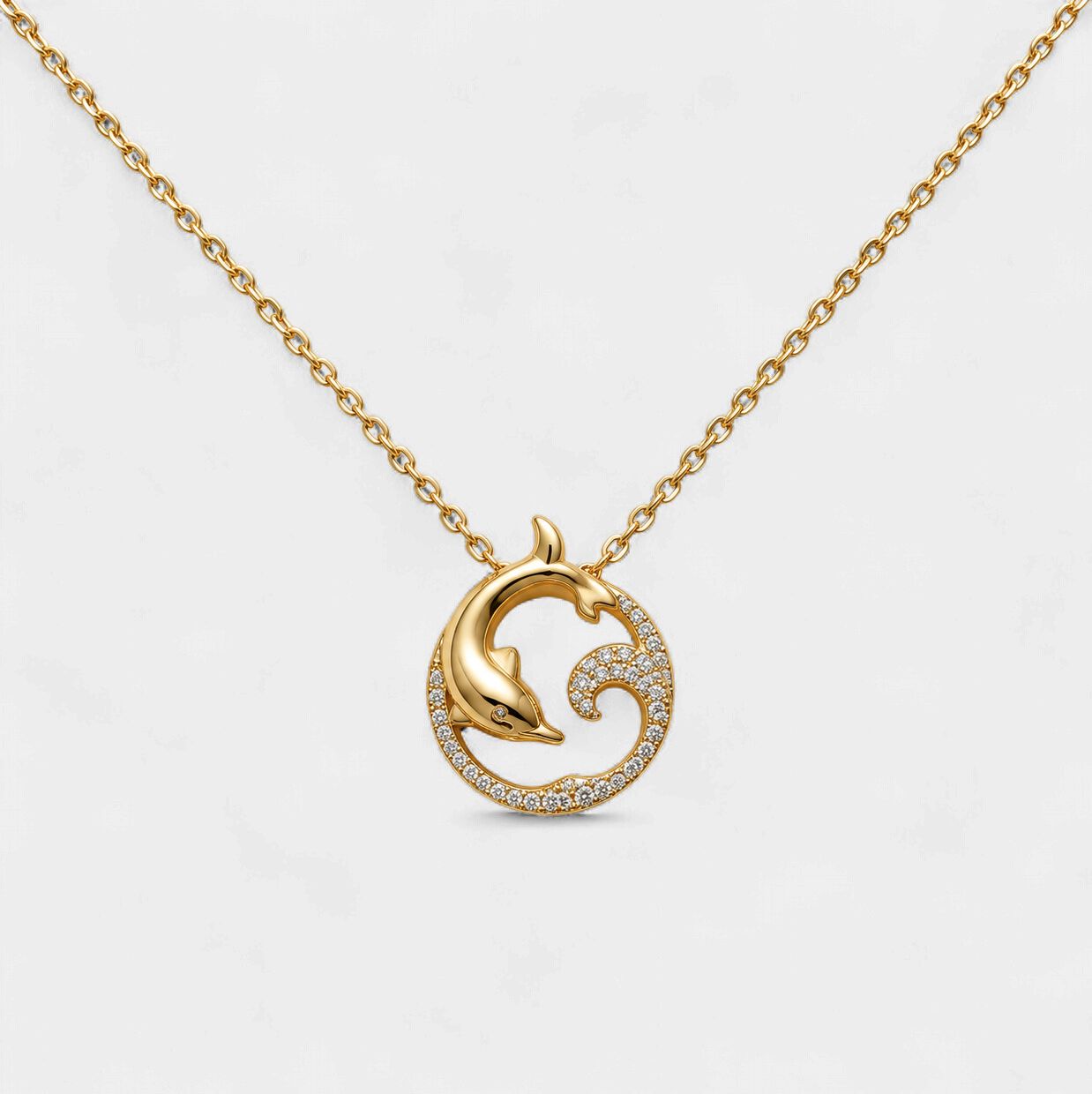 Dolphin Wave Diamond Pendant