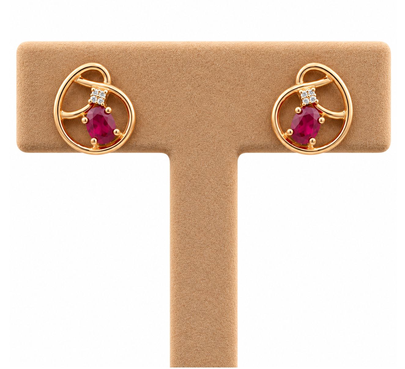 Oval Ruby Diamond Earrings