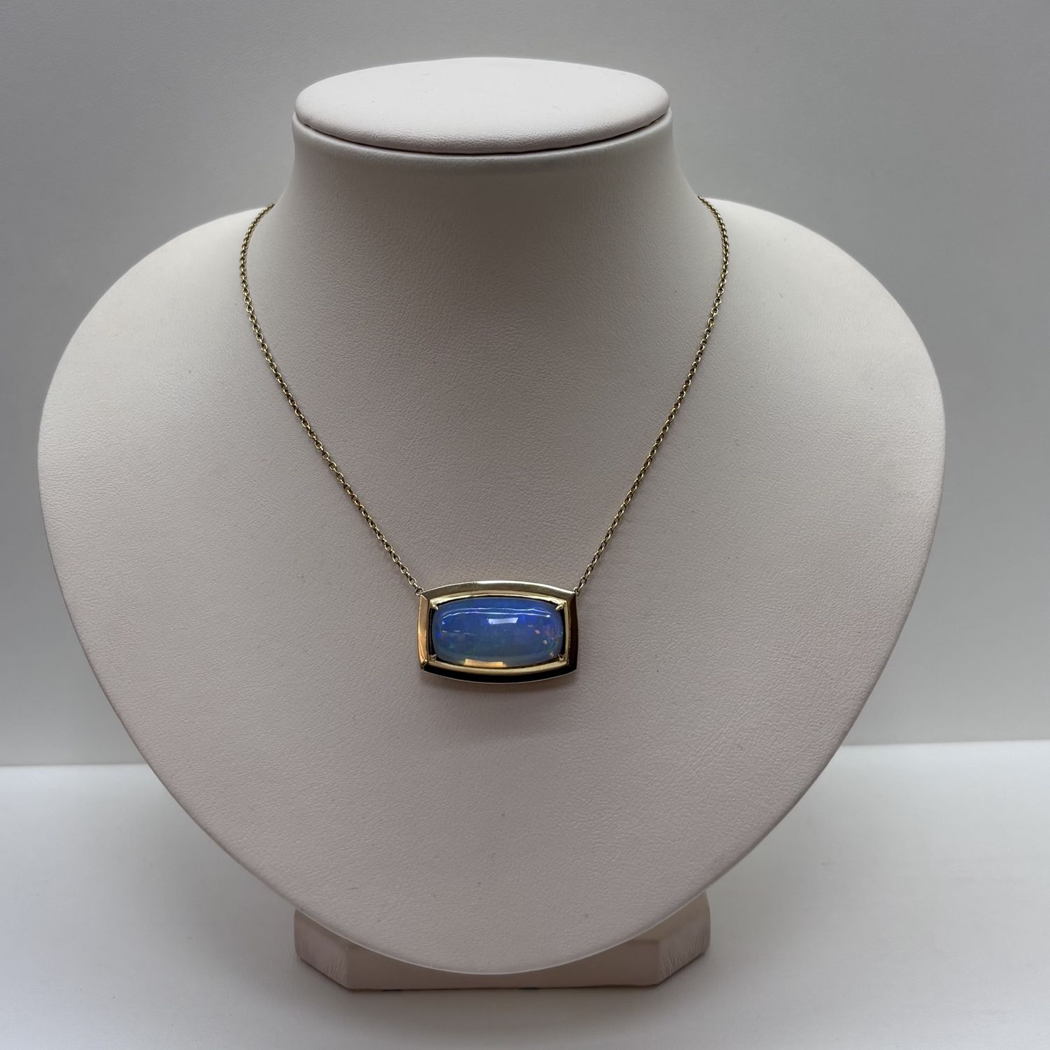 14KY Rectangular Opal Bezel Necklace David Kord
