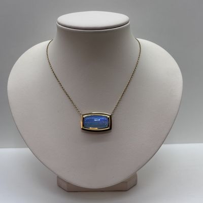14KY Rectangular Opal Bezel Necklace David Kord