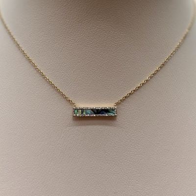14KY Abalone &amp; Diamond Bar Pendant