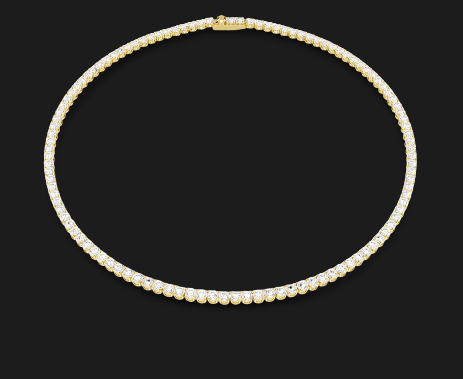 Matrix Tennis Necklace, Round Cut, Gold Tone, Size M-5681795
