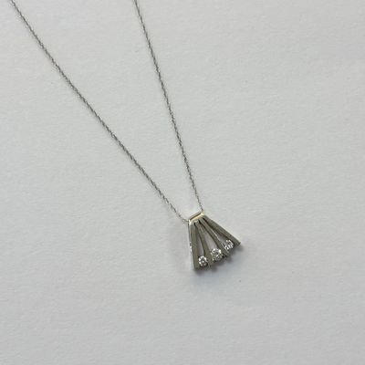 14KW 3-Stone Diamond Pendant