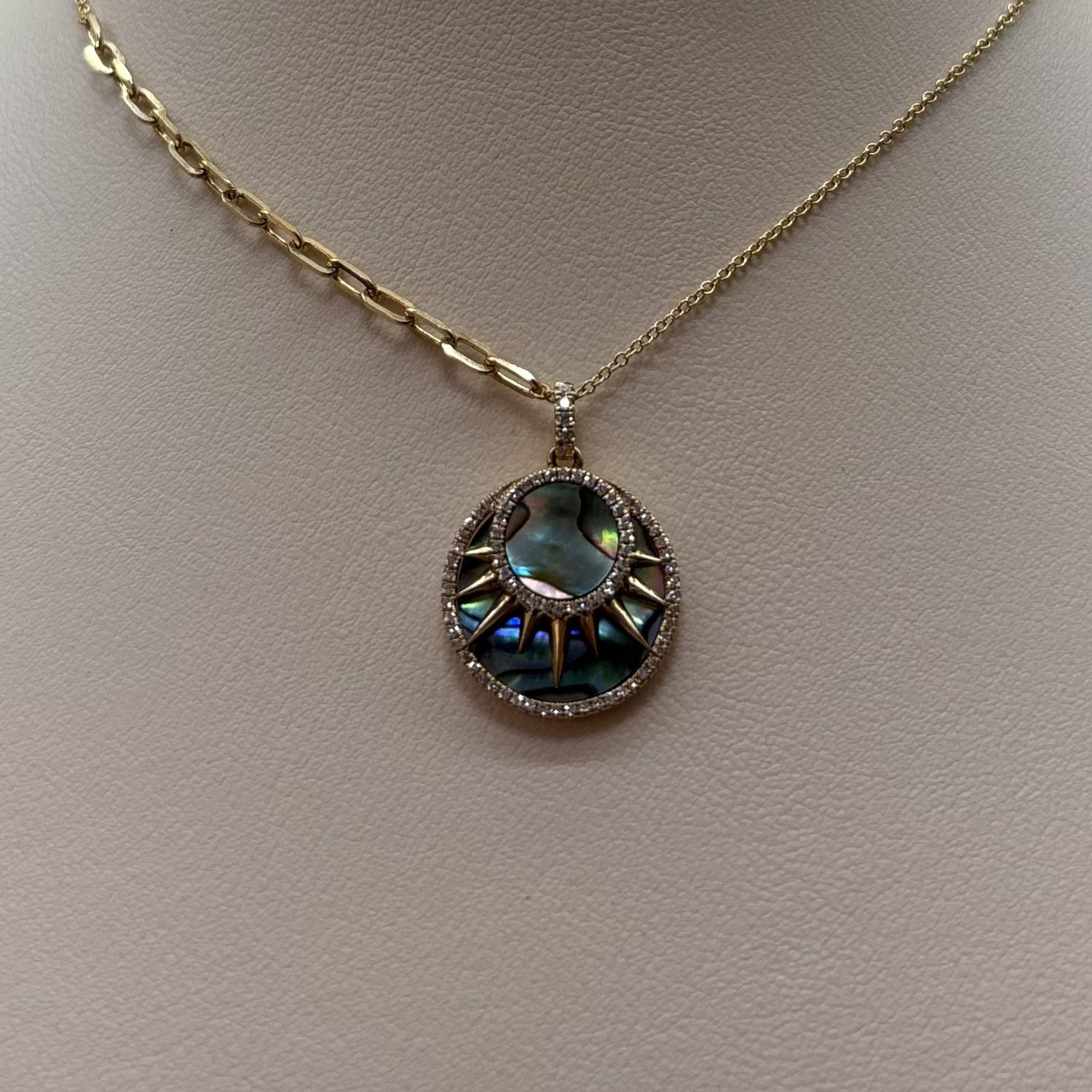 14KY Abalone Diamond Necklace