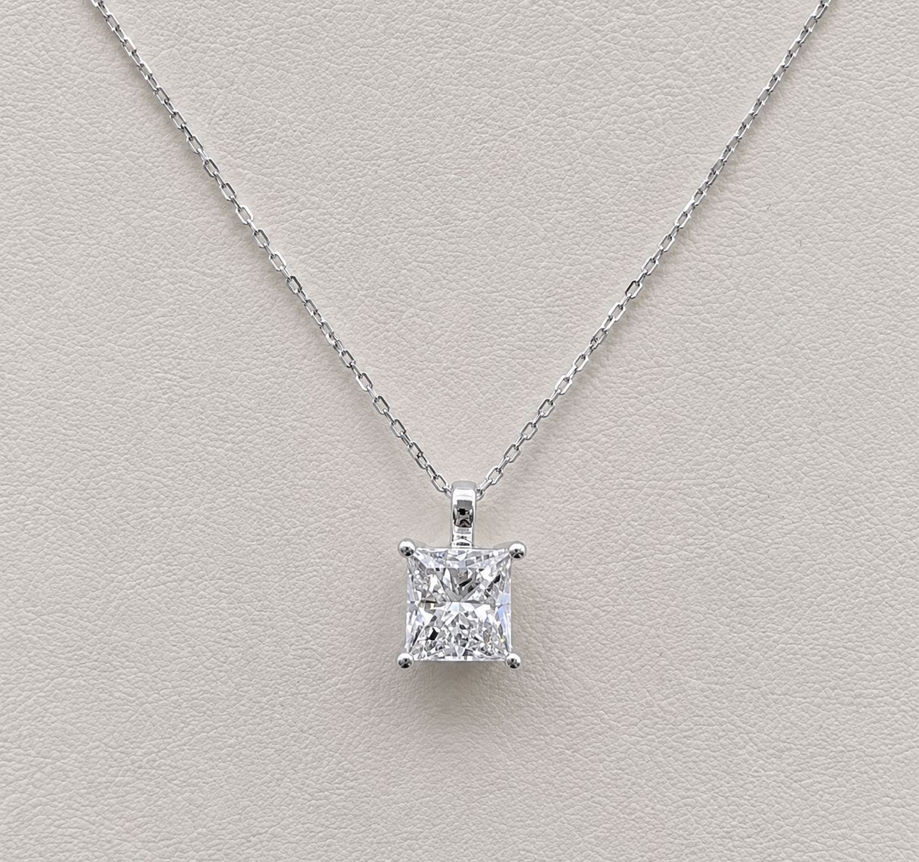 14KW 0.5ct Solitare Princess Cut Pendant