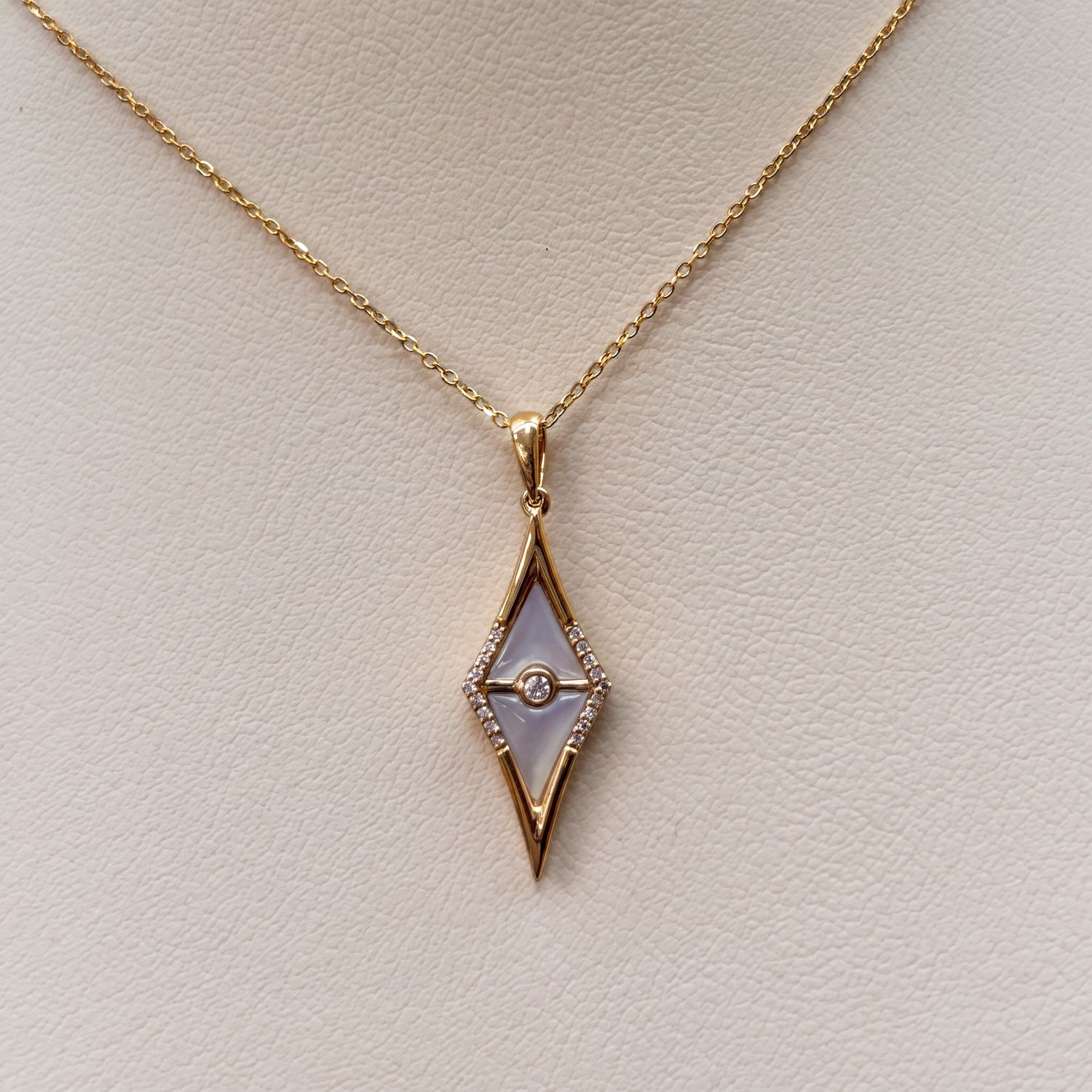 Mother of Pearl &amp; Diamond Inlay Pendant
