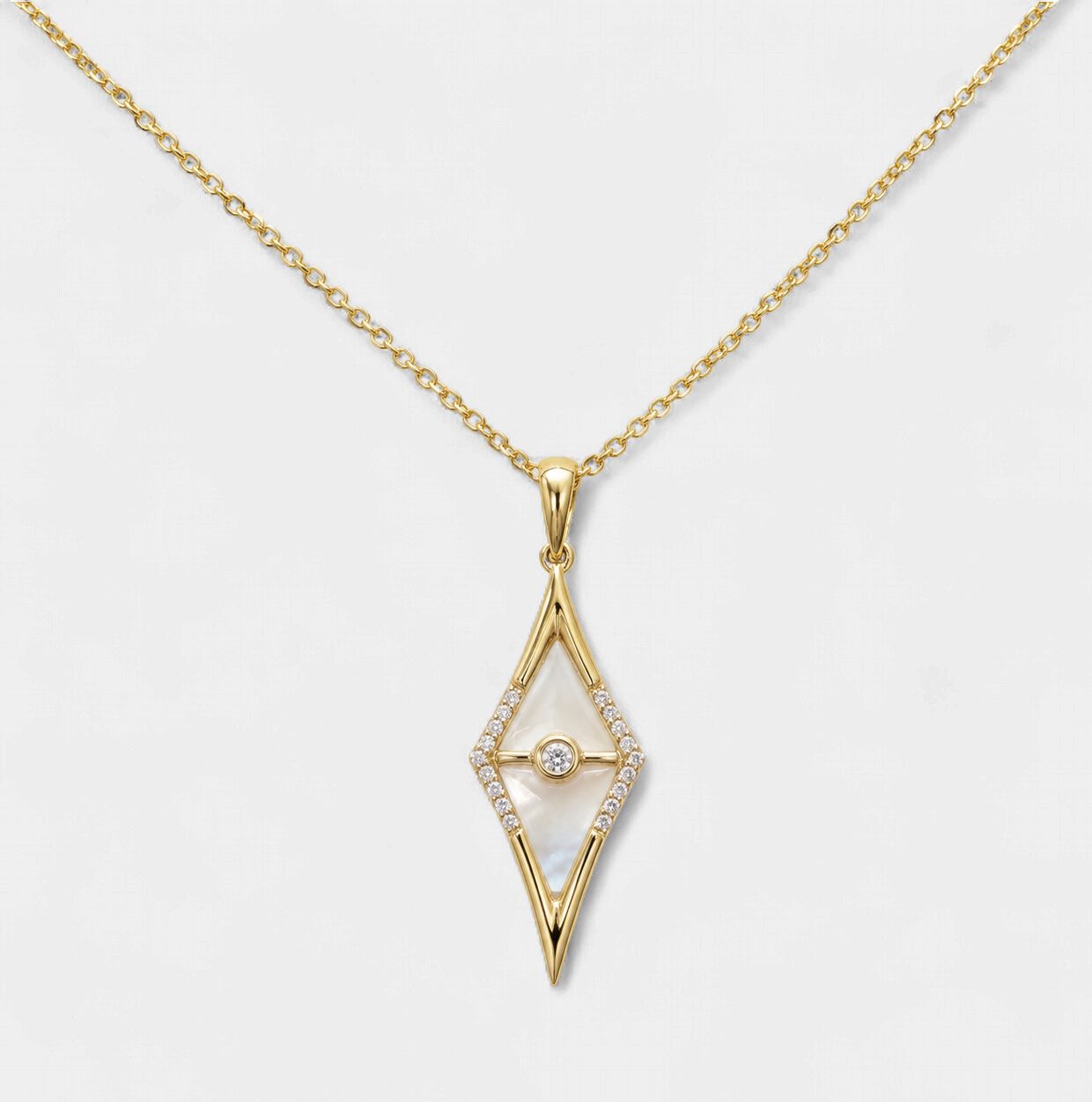 Mother of Pearl Diamond Halo Inlay Pendant