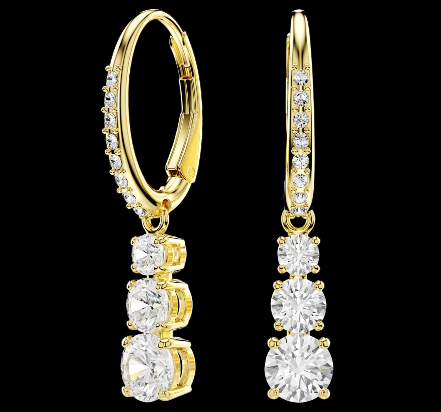 Stilla Attract Hoop Earrings, Round Cut, White, Gold-Tone - 5723300