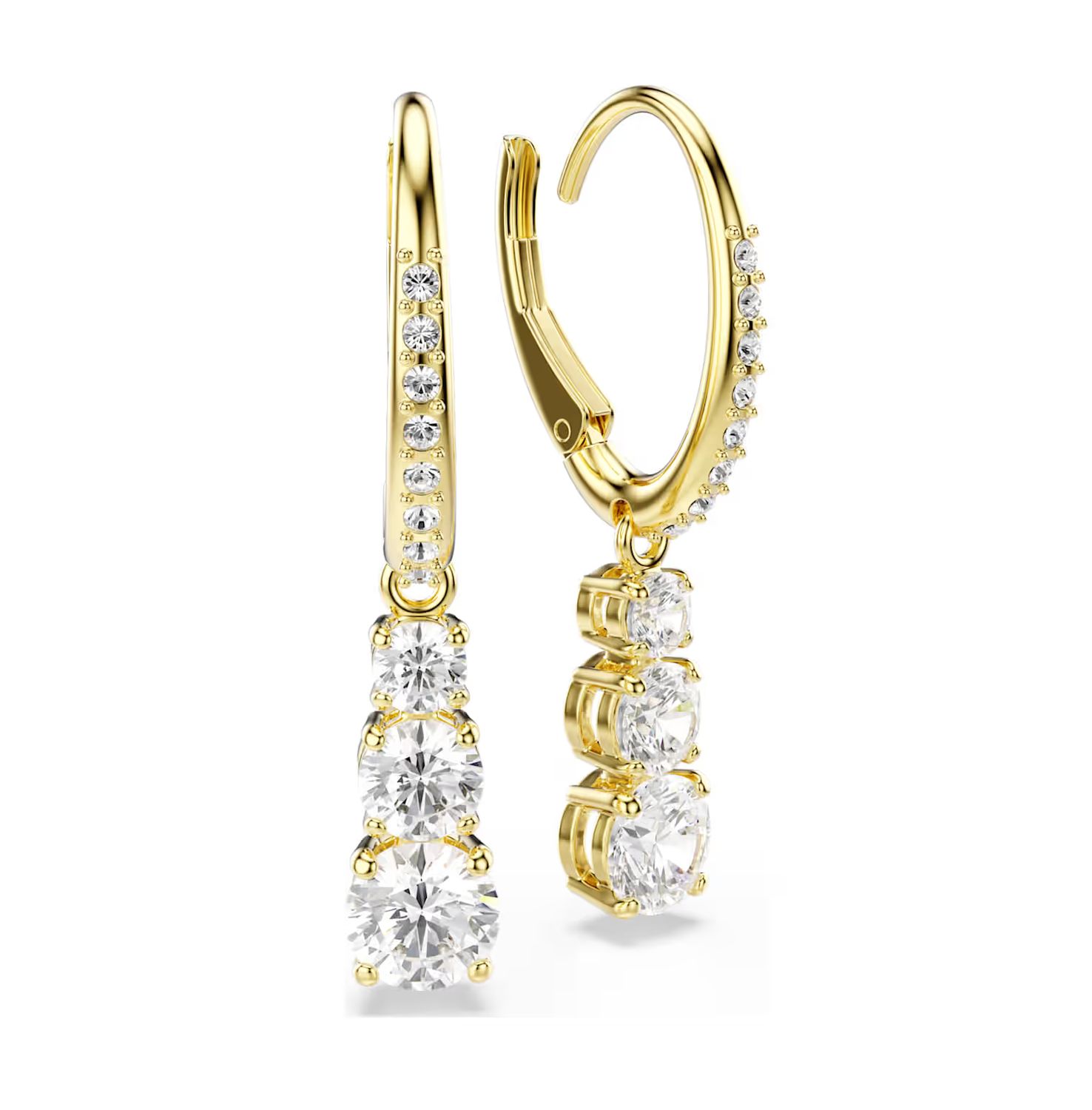 Stilla Attract Hoop Earrings, Round Cut, White, Gold-Tone-5723300