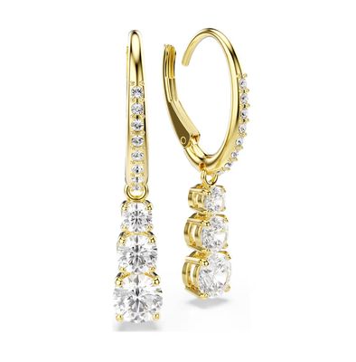 Stilla Attract Hoop Earrings, Round Cut, White, Gold-Tone-5723300