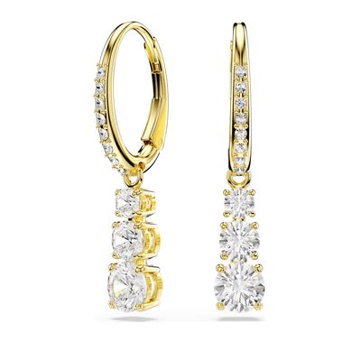 Stilla Attract Hoop Earrings, Round Cut, White, Gold-Tone-5723300