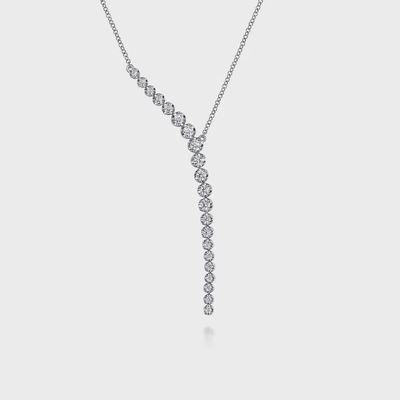 Lariat Y Necklace 14K White Gold Diamond 0.75ct