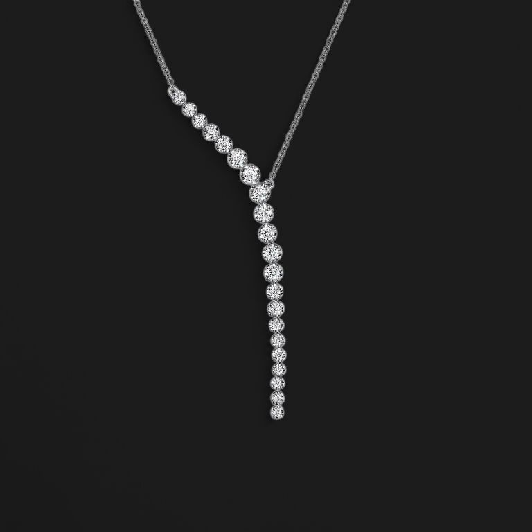14K White Gold Diamond Lariat Y Necklace