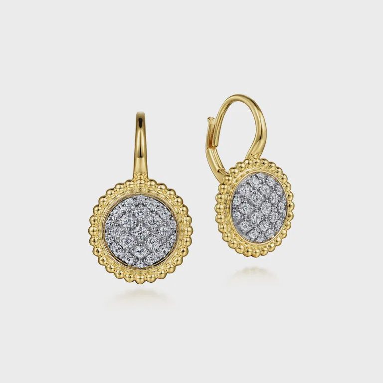 14K Yellow Gold Diamond Pave Bujukan Drop Earrings