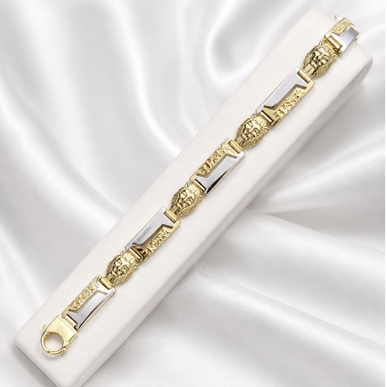 18K Yellow/White Gold Men's Versace Bracelet (44.9g) (8.5in/21cm)